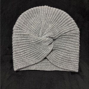 Kids grey turban winter ribbed hat